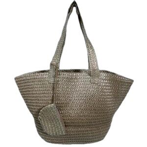 Straw Woven Tote bag with Attached Change Purse